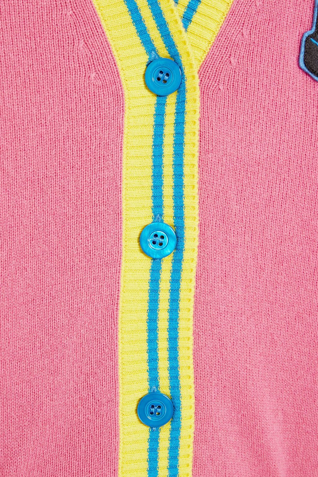 MOSCHINO Appliquéd cashmere and cotton-blend cardigan