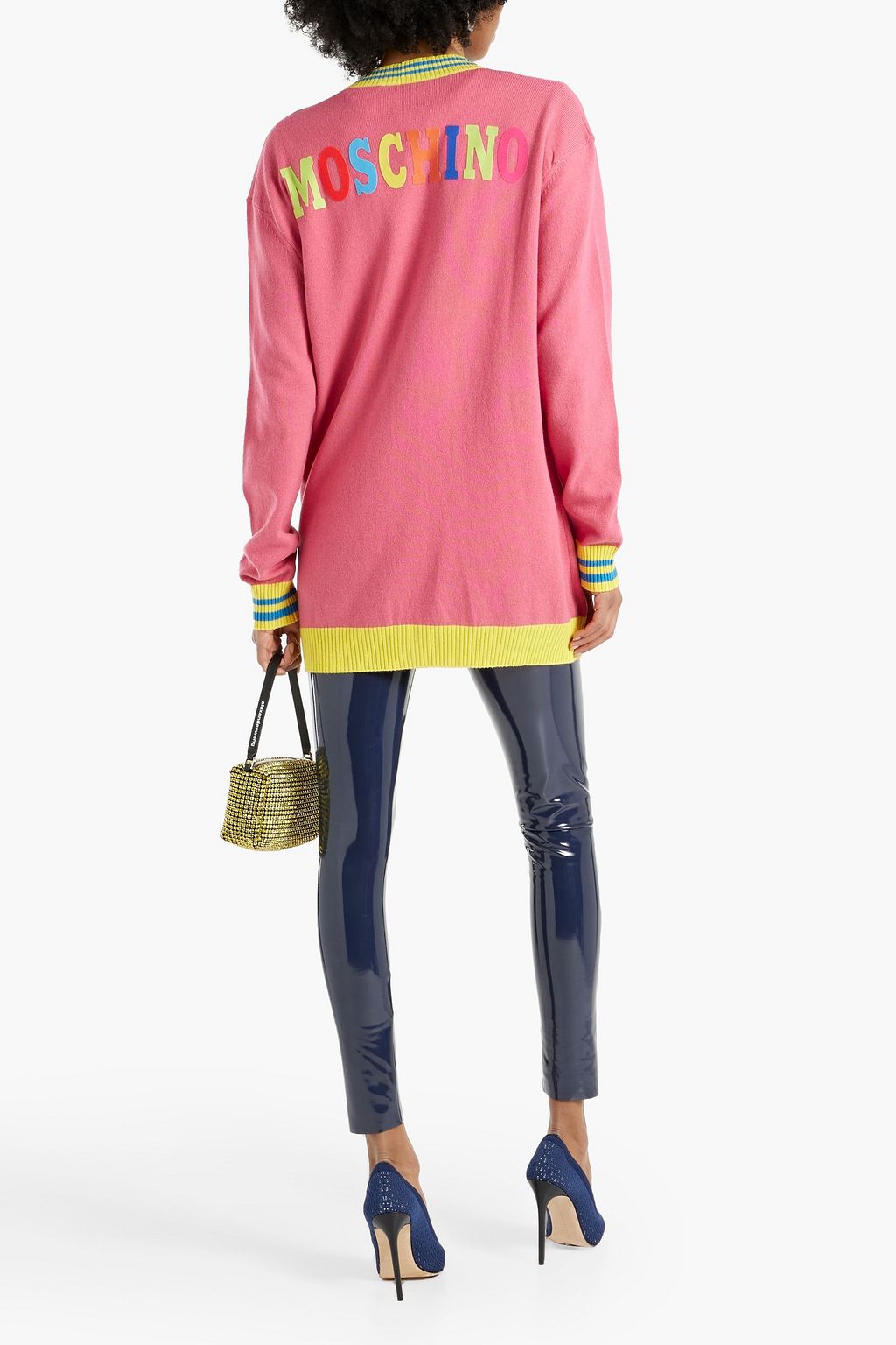 MOSCHINO Appliquéd cashmere and cotton-blend cardigan