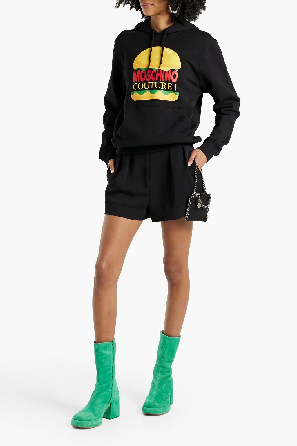 MOSCHINO Printed French cotton-terry hoodie