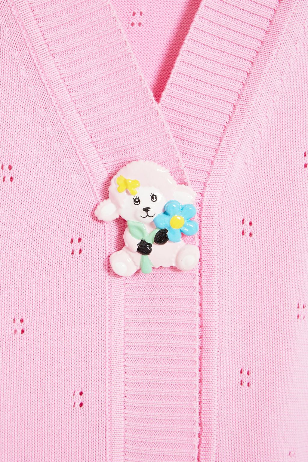 MOSCHINO Cardigan aus Baumwolle in Pointelle-Strick mit Verzierung