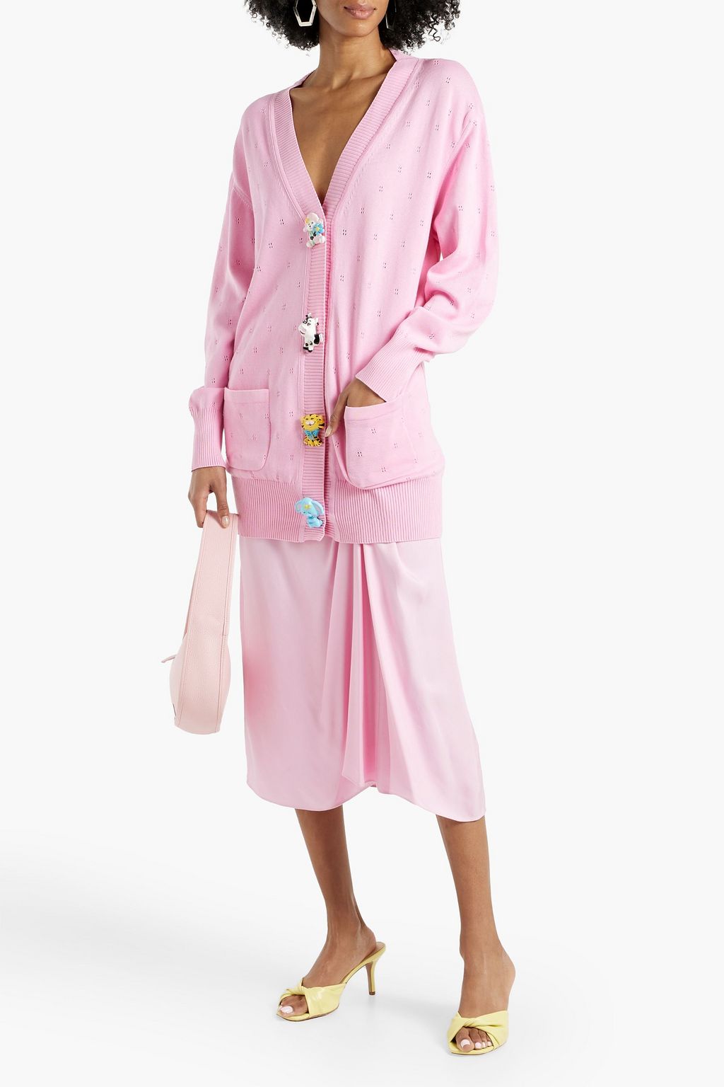 MOSCHINO Cardigan aus Baumwolle in Pointelle-Strick mit Verzierung