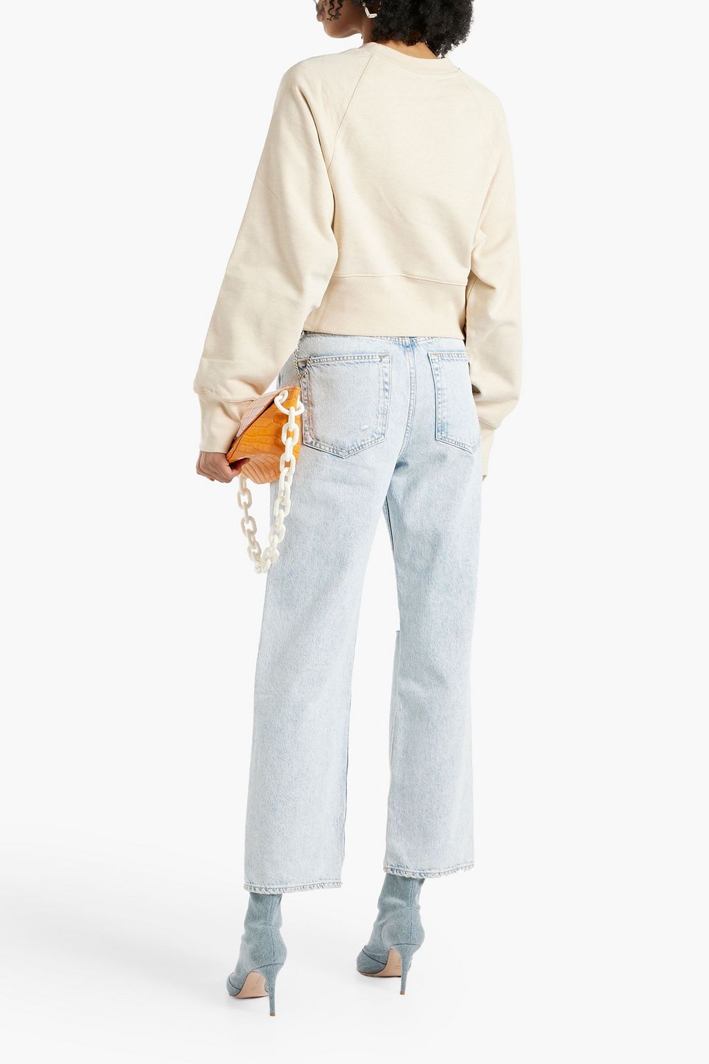 MOSCHINO Printed French cotton-blend terry sweatshirt