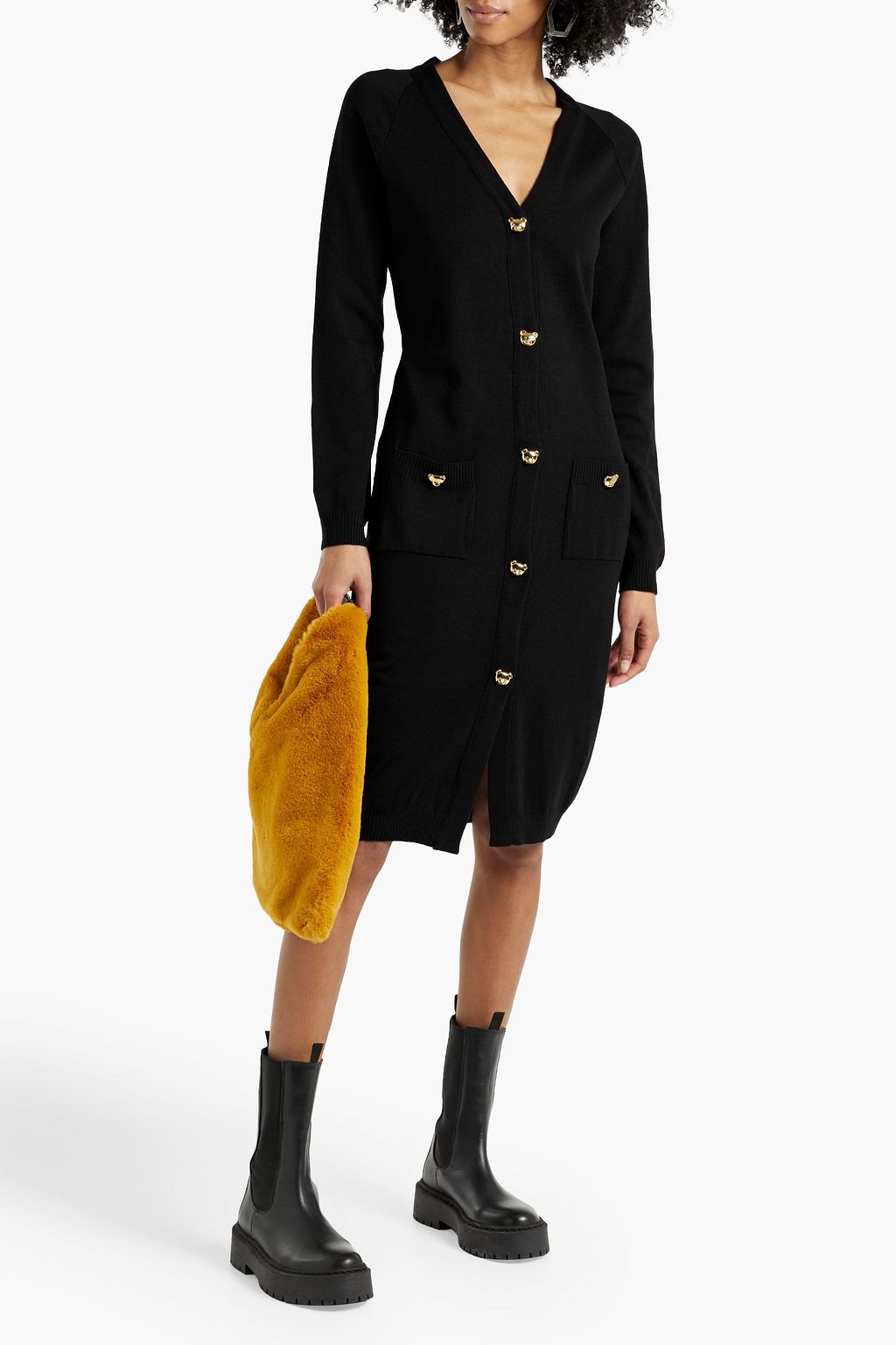 MOSCHINO Button-embellished wool dress