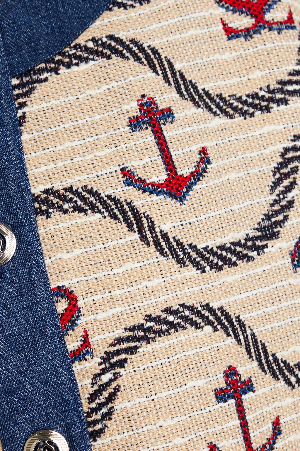 SANDRO Rosetta denim-trimmed jacquard jacket