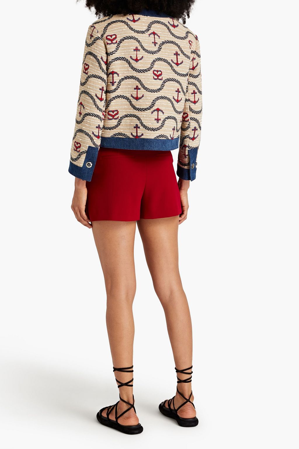 SANDRO Rosetta denim-trimmed jacquard jacket