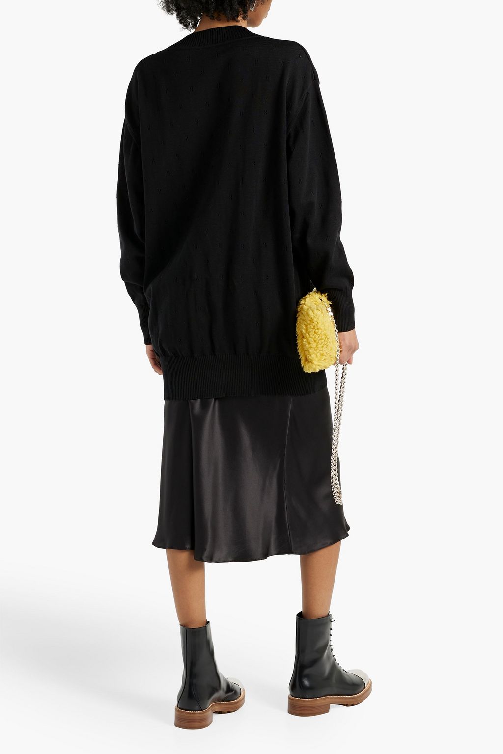 MOSCHINO Embellished pointelle-knit cotton cardigan