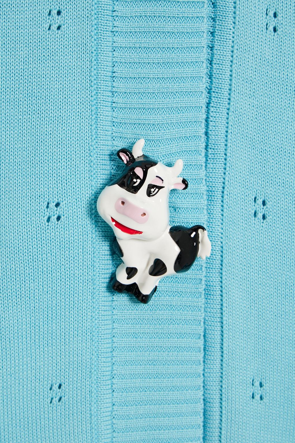 MOSCHINO Embellished pointelle-knit cotton cardigan