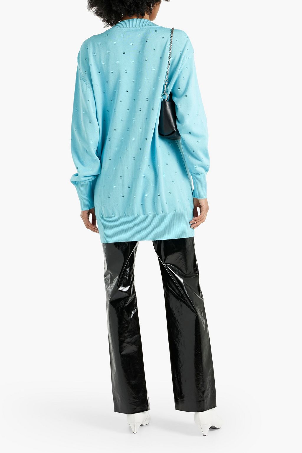 MOSCHINO Embellished pointelle-knit cotton cardigan