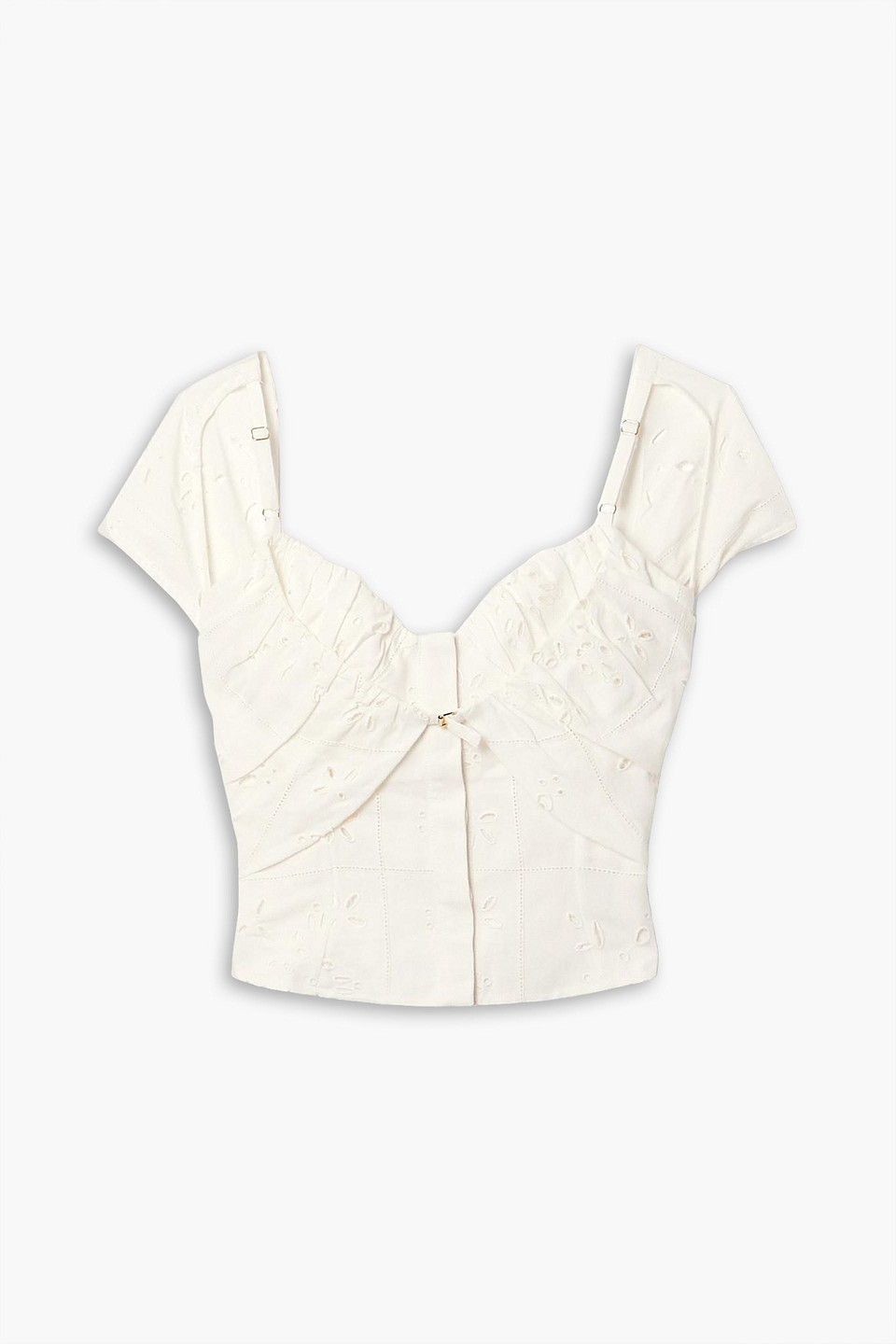 Jacquemus Tovallo Cutout Broderie Anglaise Linen-blend Bustier Top In Ecru