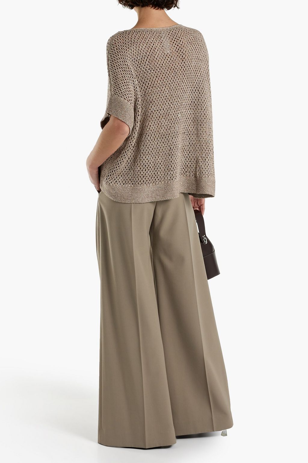 LAFAYETTE 148 Metallic open-knit linen-blend top