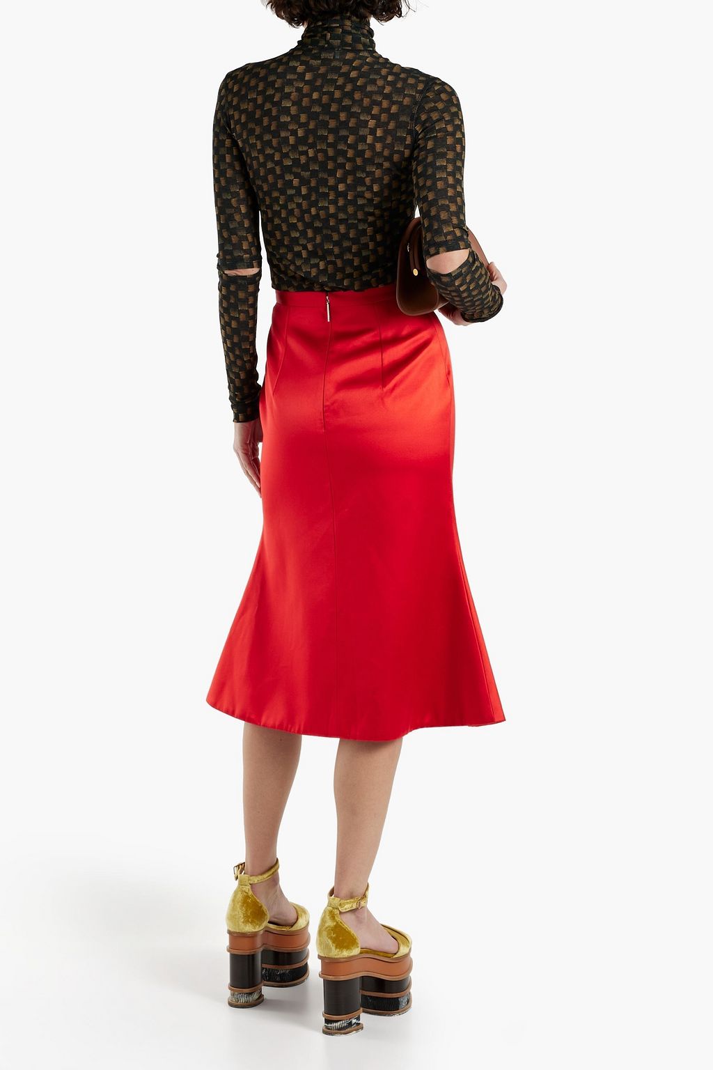 CHRISTOPHER KANE Fluted duchesse-satin midi skirt