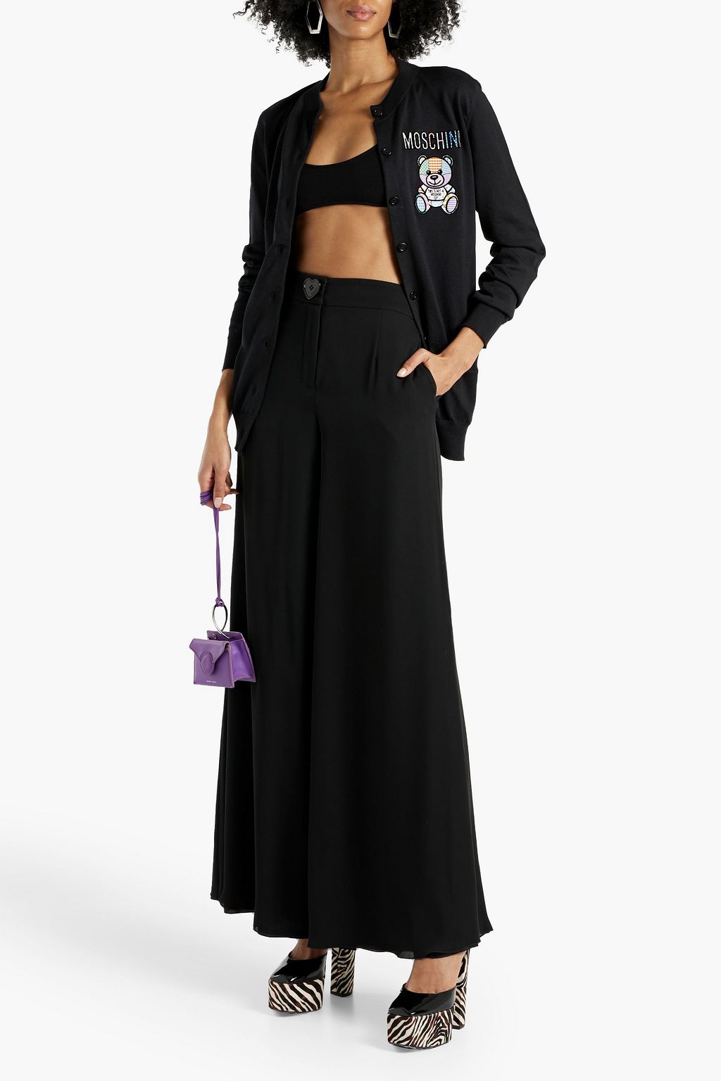 MOSCHINO بنطلون من الشيفون بقصة أرجل واسعة