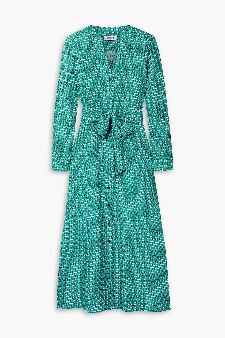 CEFINN Davika belted printed satin-twill midi dress
