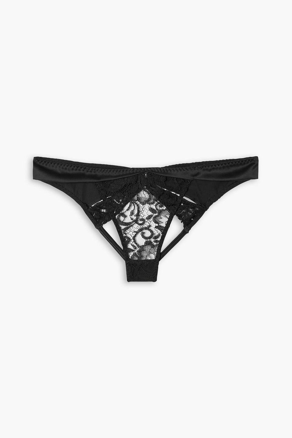 COCO DE MER LONDON Olinda cutout satin-trimmed stretch-lace briefs