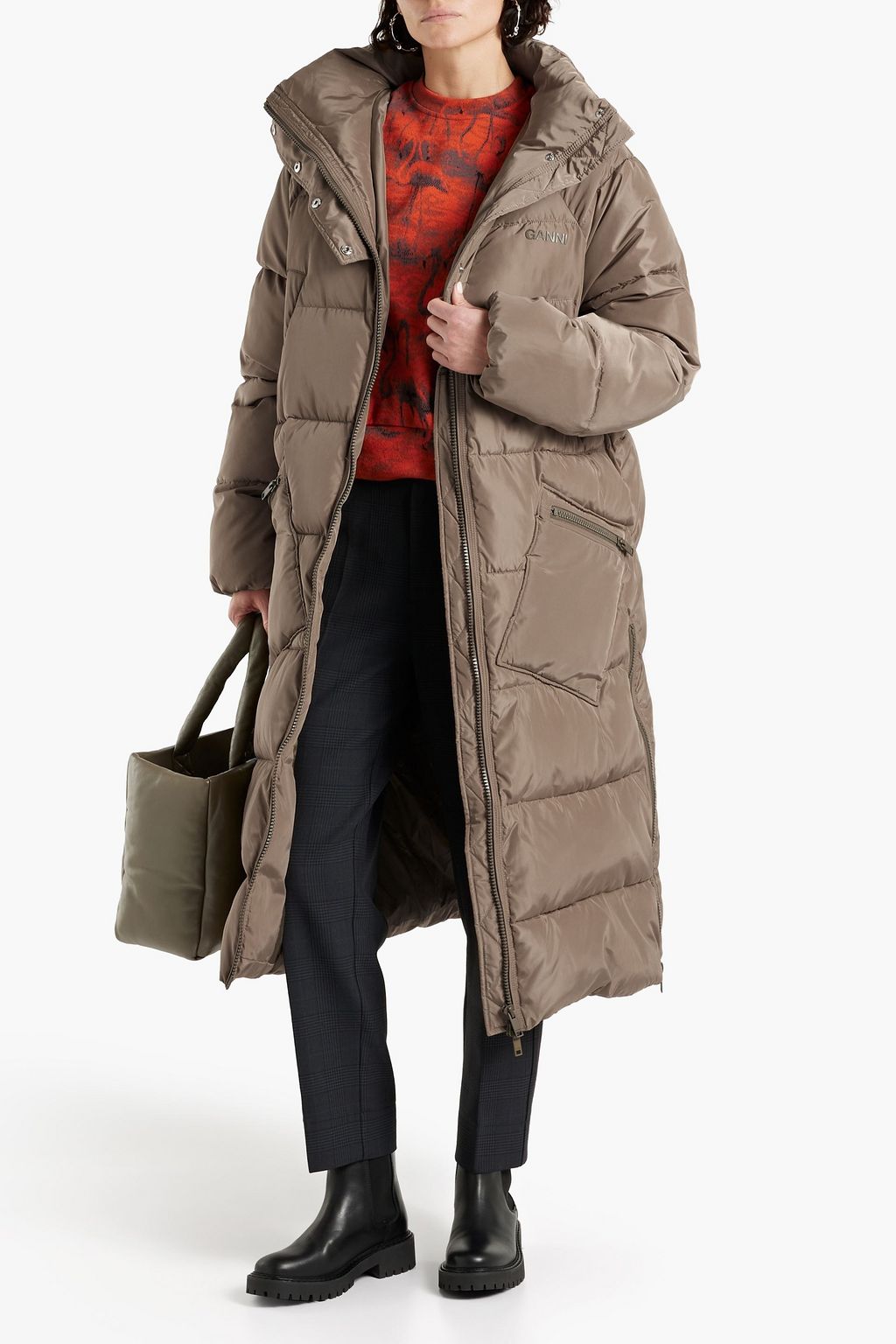 GANNI Oversized quilted shell coat THE