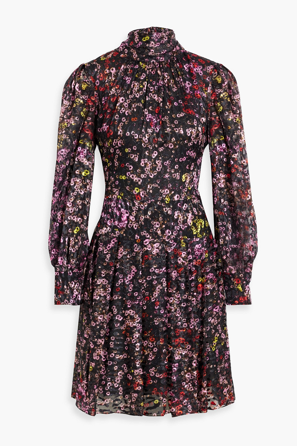 Monique Lhuillier Printed Devoré-chiffon Mini Dress In Pink