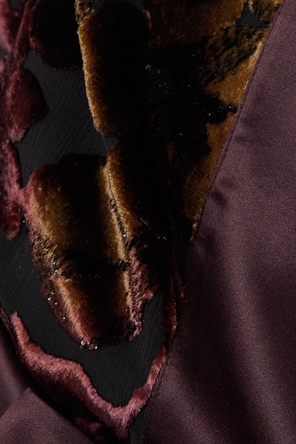 CARINE GILSON Satin-trimmed embroidered devoré silk-velvet robe