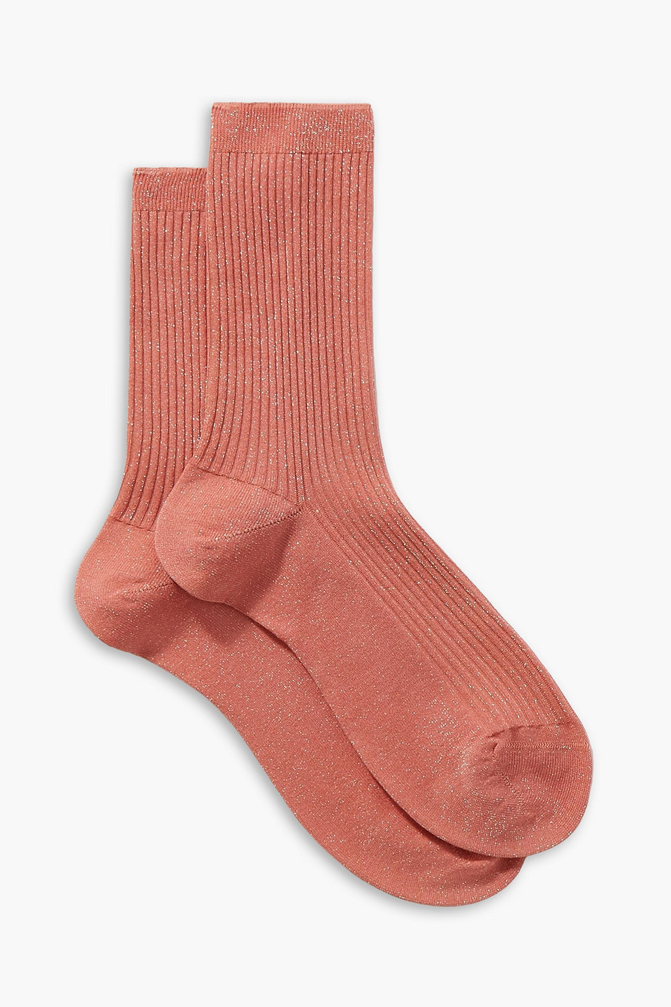 perfect moment - metallic ribbed-knit socks - pink - eu 35-38