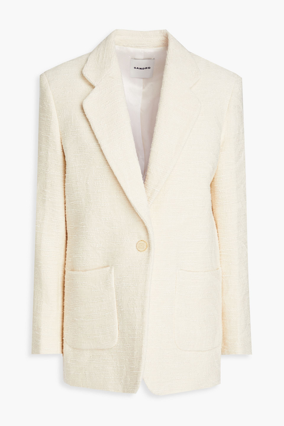 Sandro Carmelo Cotton-tweed Blazer In Cream