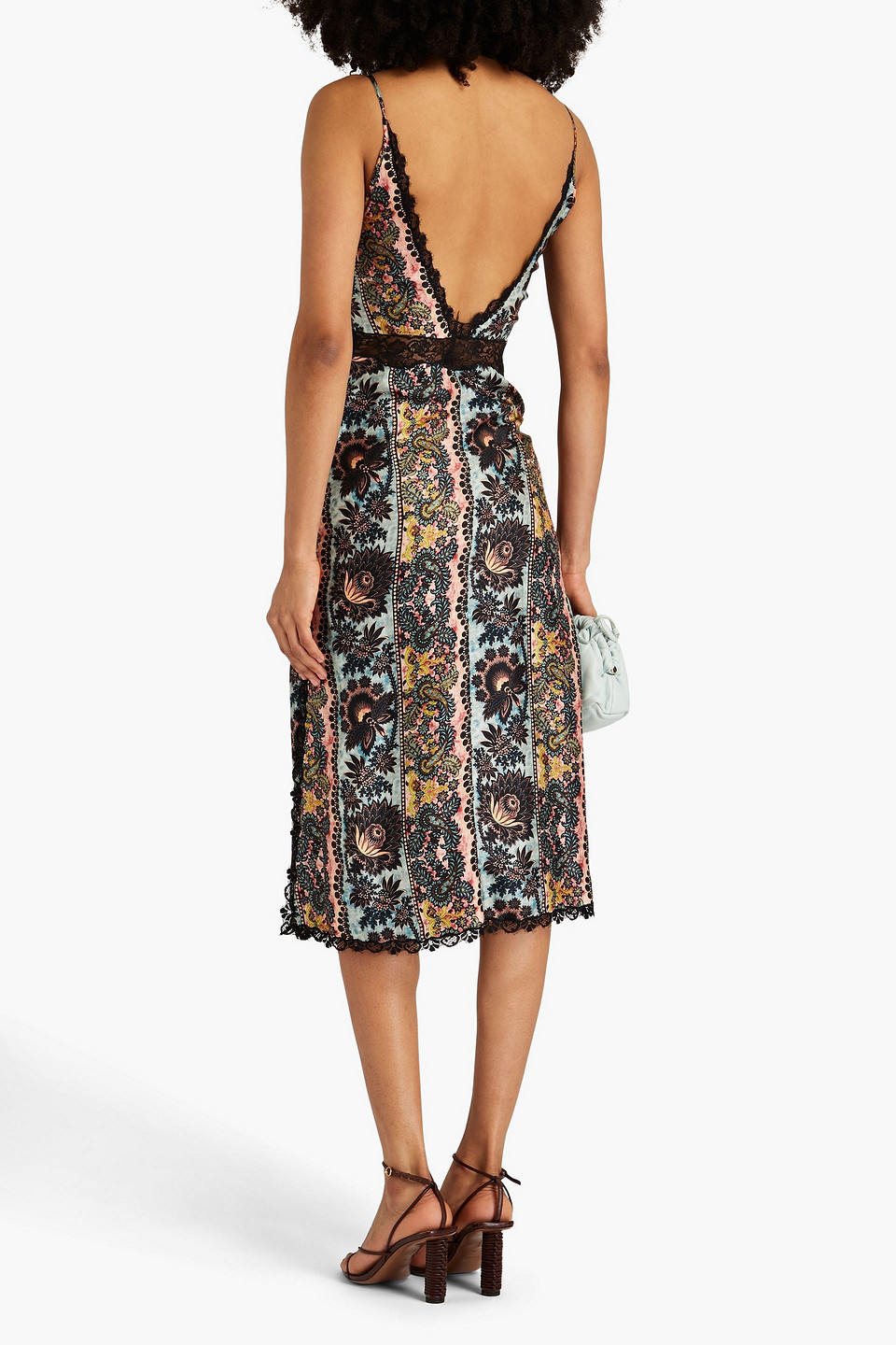 Shop Sandro Luana Printed Silk-twill Midi Dress In Black