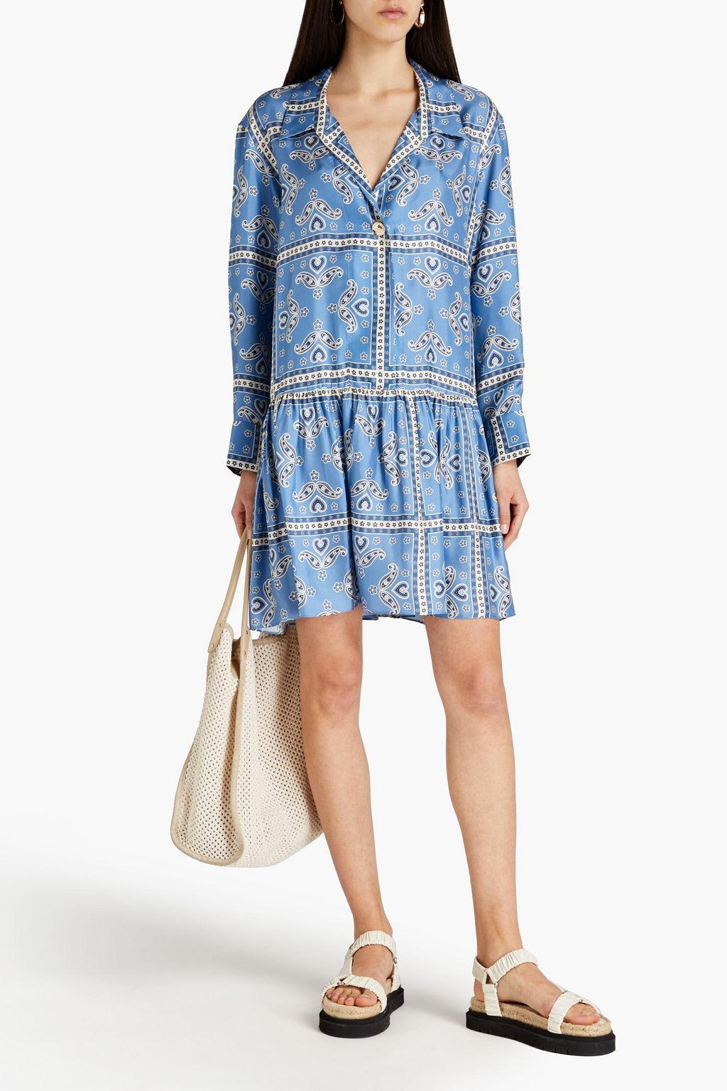 SANDRO Paisley-print silk-twill mini dress