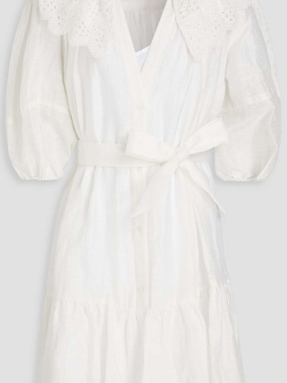 broderie anglaise-trimmed linen-blend mini dress