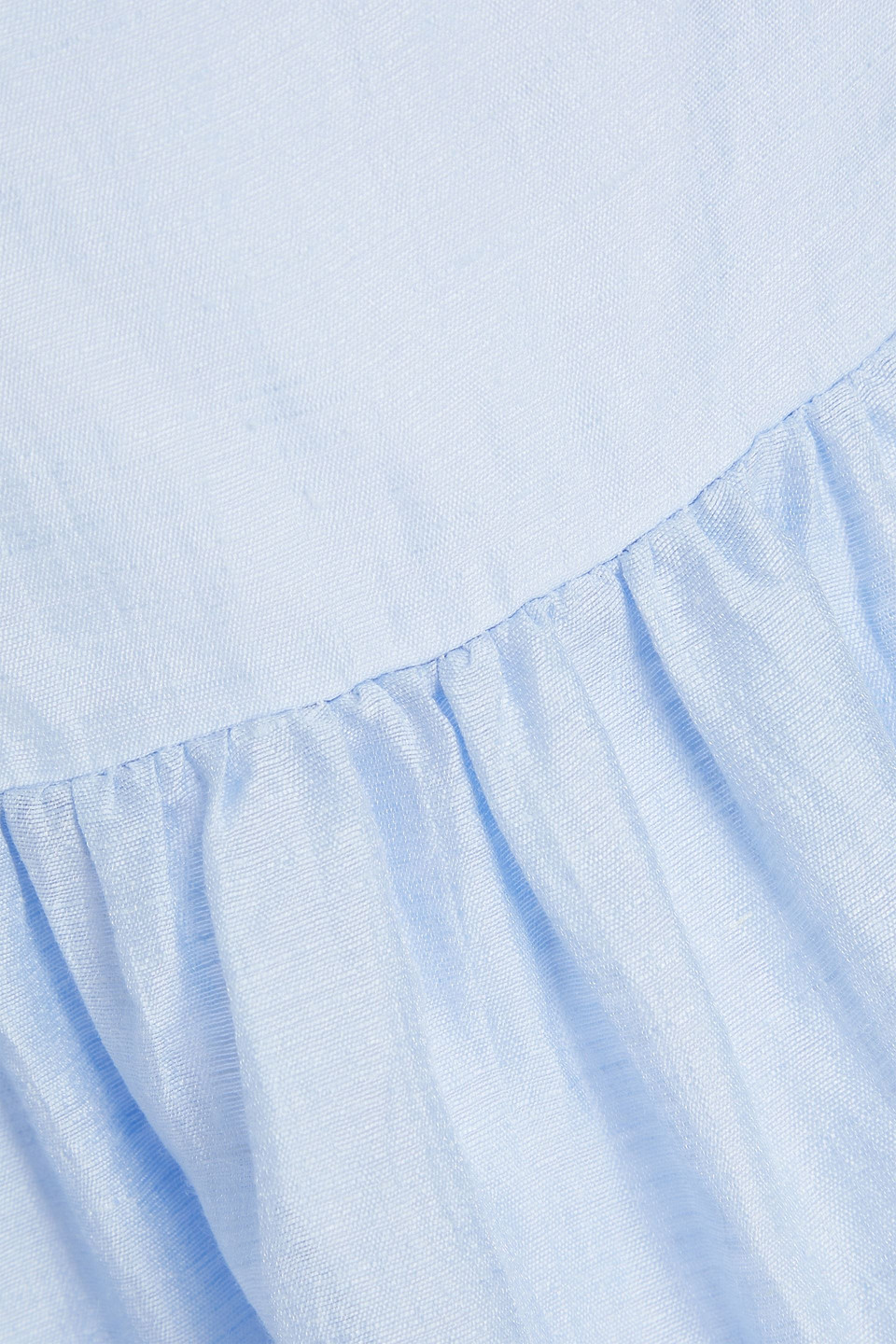 Shop Sandro Kersten Tiered Linen-blend Mini Dress In Sky Blue