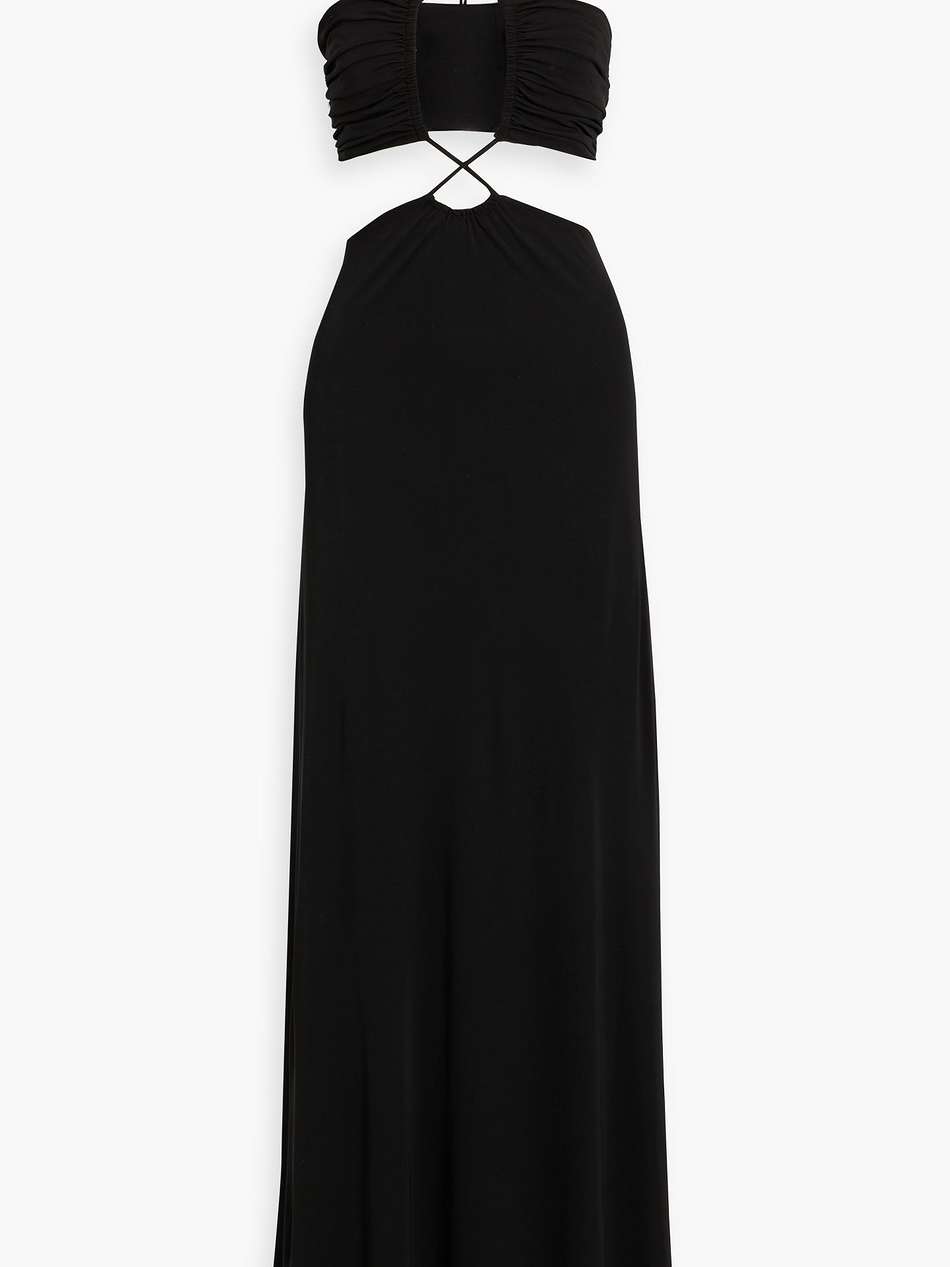 eva cutout jersey halterneck gown