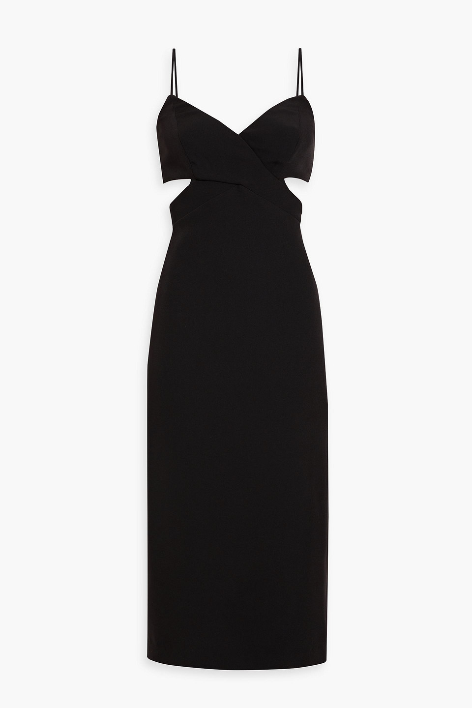 Halston - Lyn cutout stretch-crepe midi dress - Black - US 12