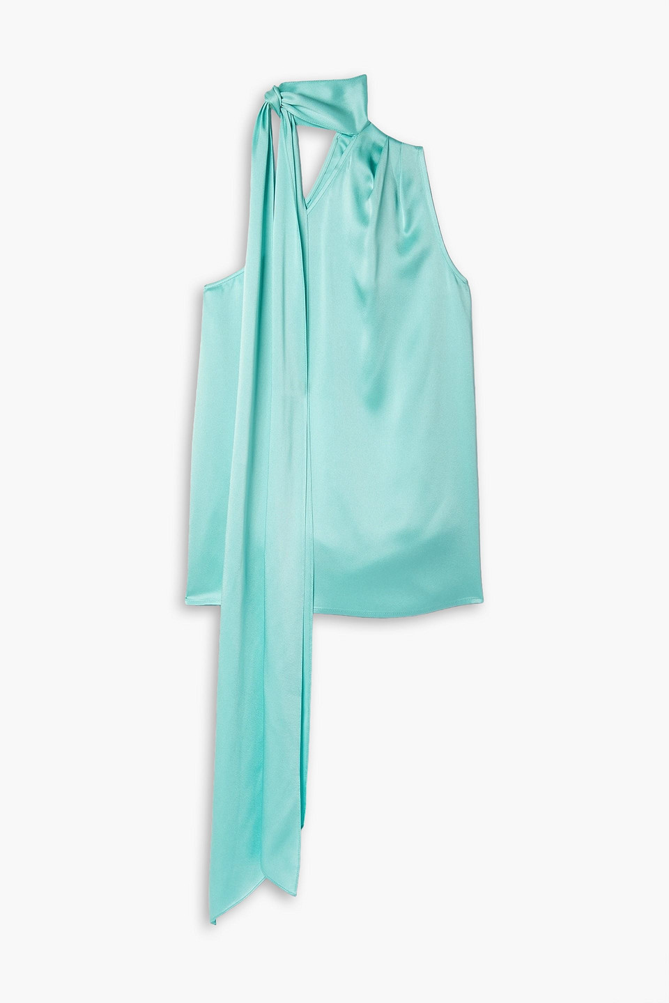 Shop Lapointe One-shoulder Draped Satin Top In Mint