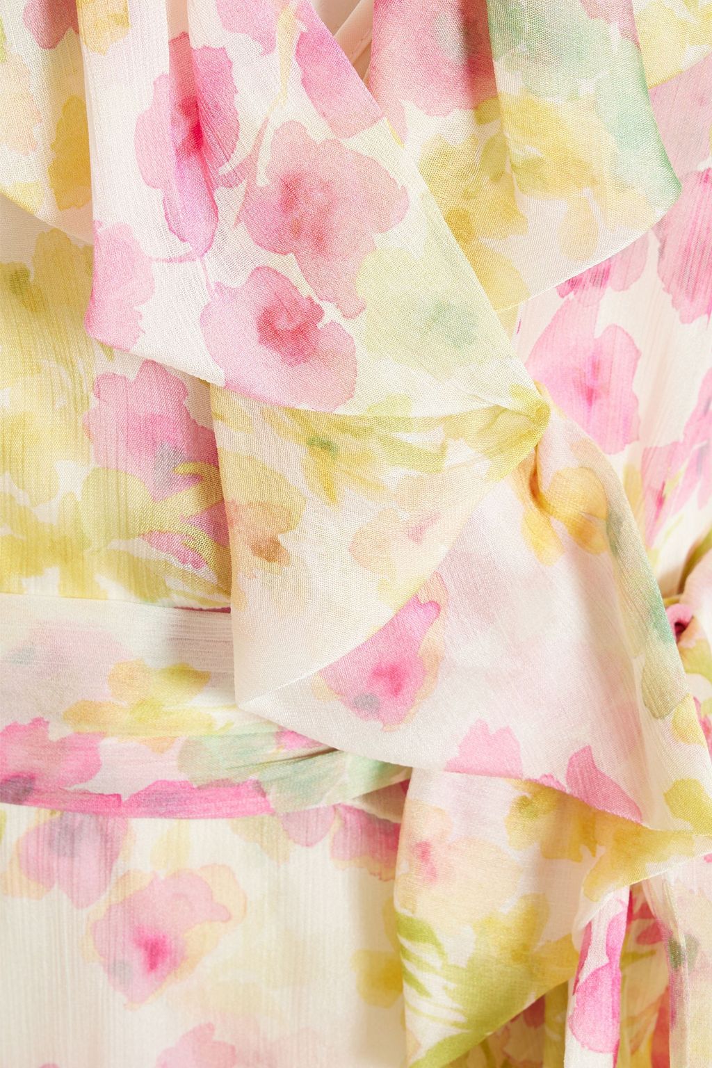 MONIQUE LHUILLIER Ruffled floral-print silk-blend chiffon gown