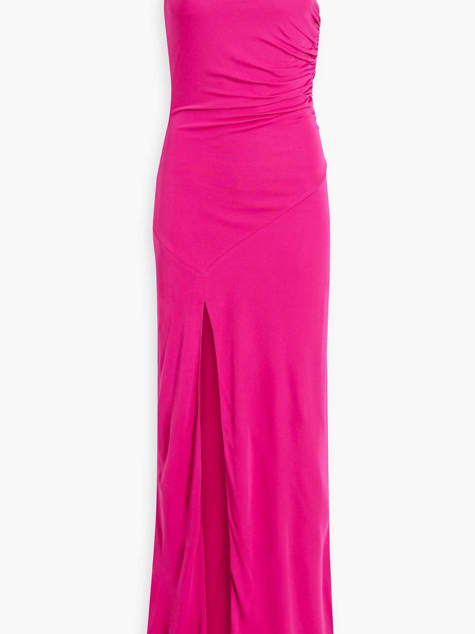 mailia one-shoulder ruched jersey gown