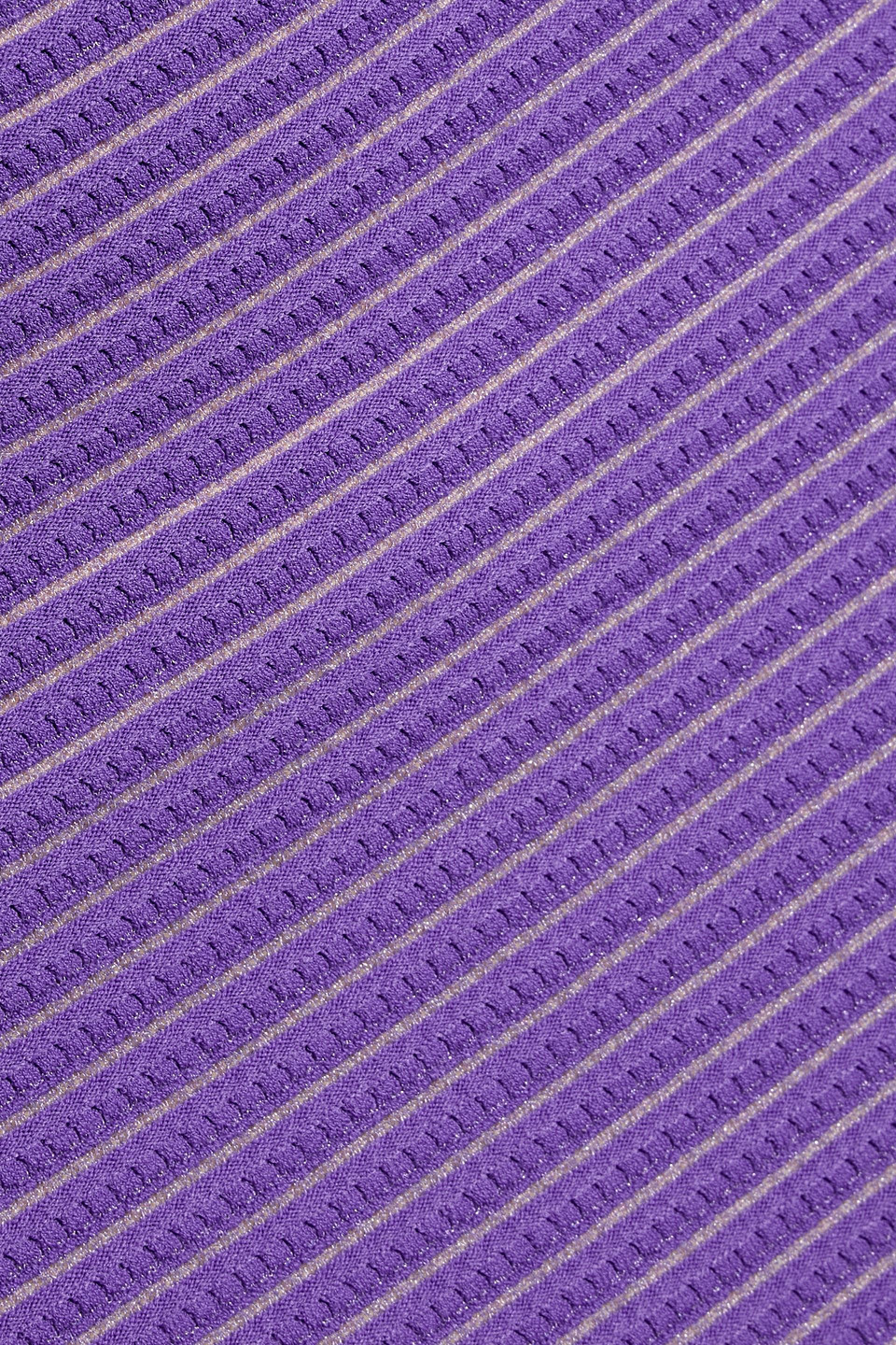 Herve Leger Metallic Ribbed-knit Recycled Viscose-blend Midi Skirt In Purple