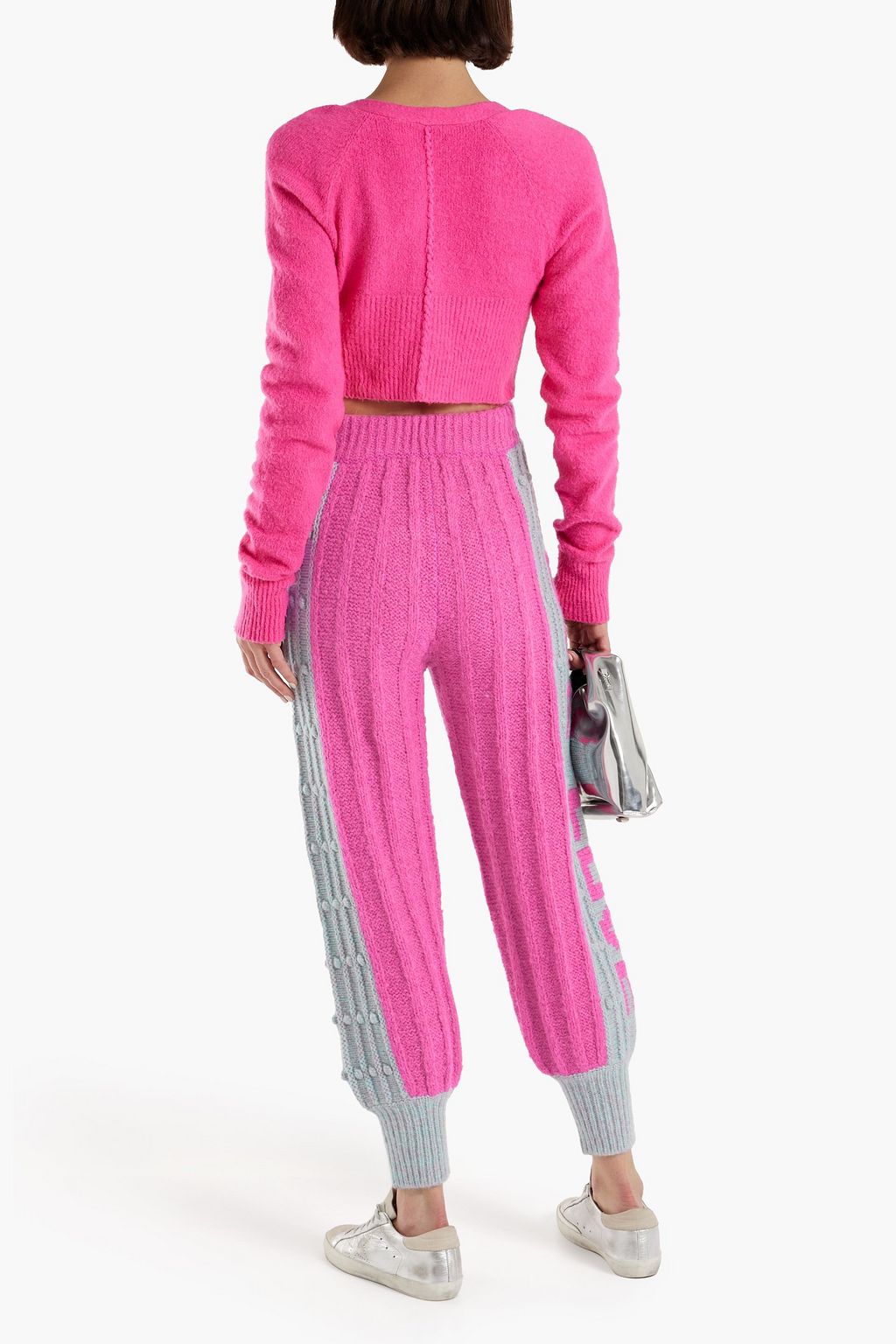LOVESHACKFANCY Landana two-tone ribbed-knit track pants