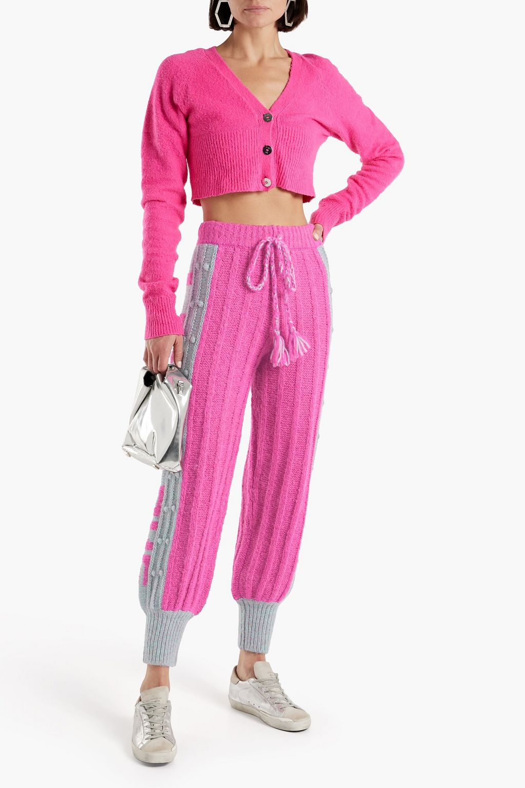 LOVESHACKFANCY Landana two-tone ribbed-knit track pants