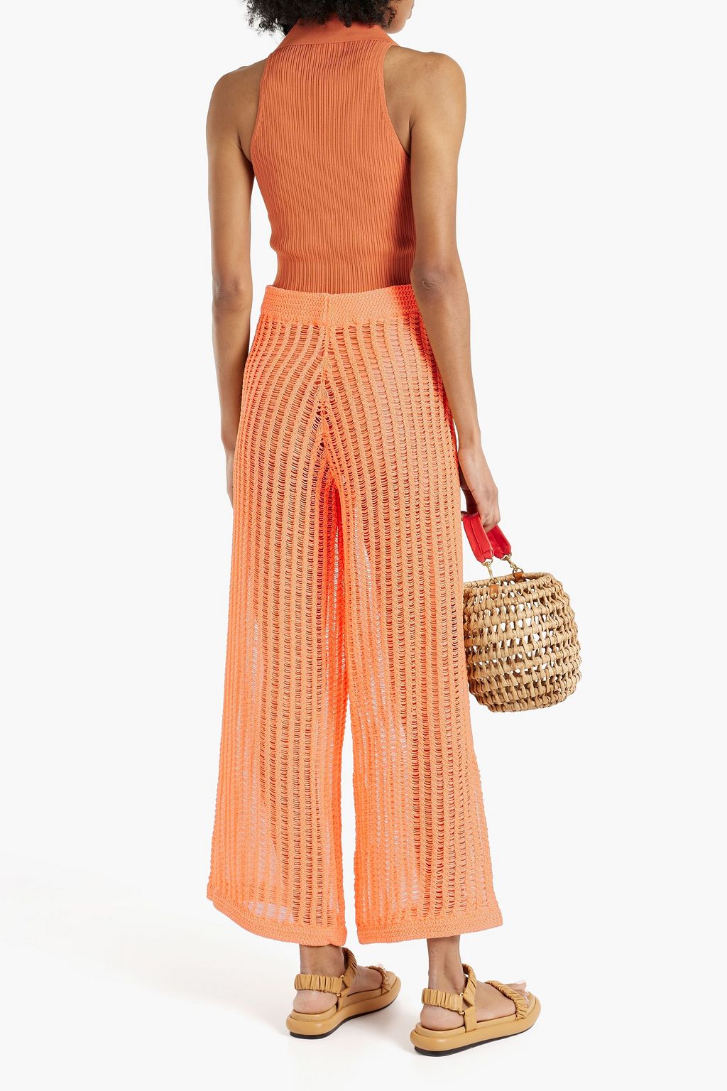 SOLID & STRIPED بنطلون «ليلى» من نسيج محبوك بغرز واسعة بقصة أرجل واسعة