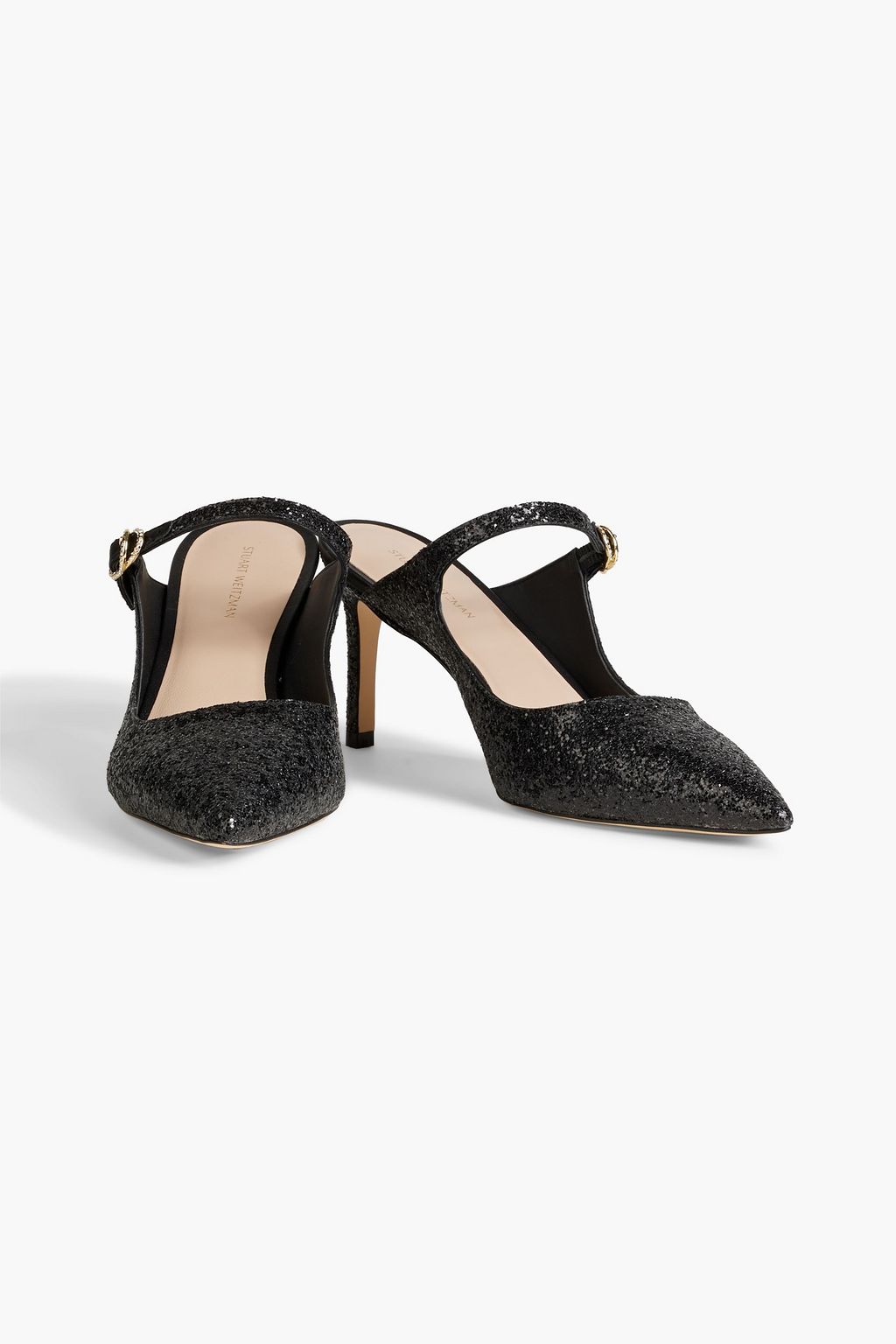 STUART WEITZMAN Dazzle 75 glittered leather mules