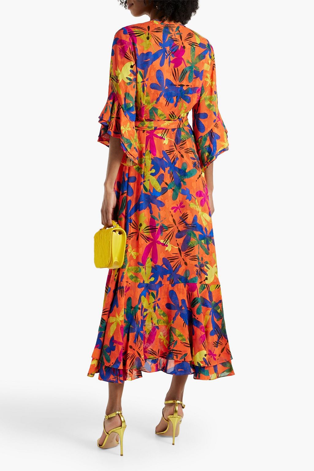 DIANE VON FURSTENBERG Jean ruffled printed jacquard midi wrap dress