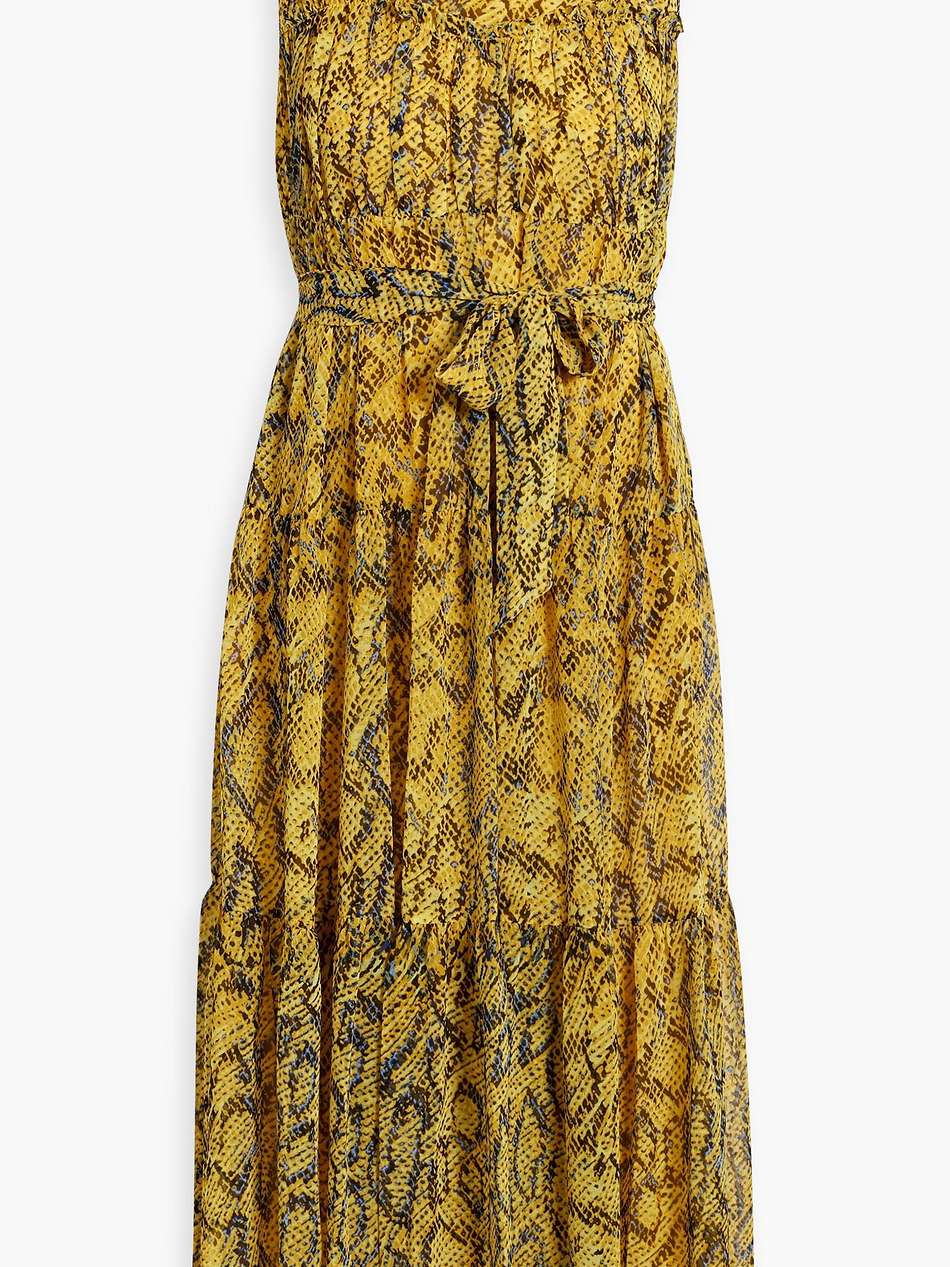 robert tiered printed chiffon midi dress