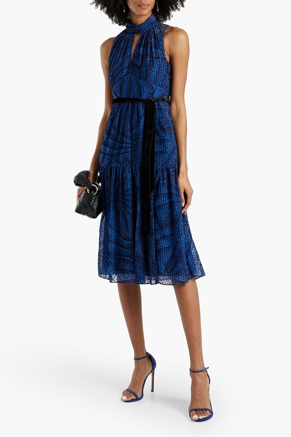 DIANE VON FURSTENBERG Ambrose gathered flocked chiffon midi dress
