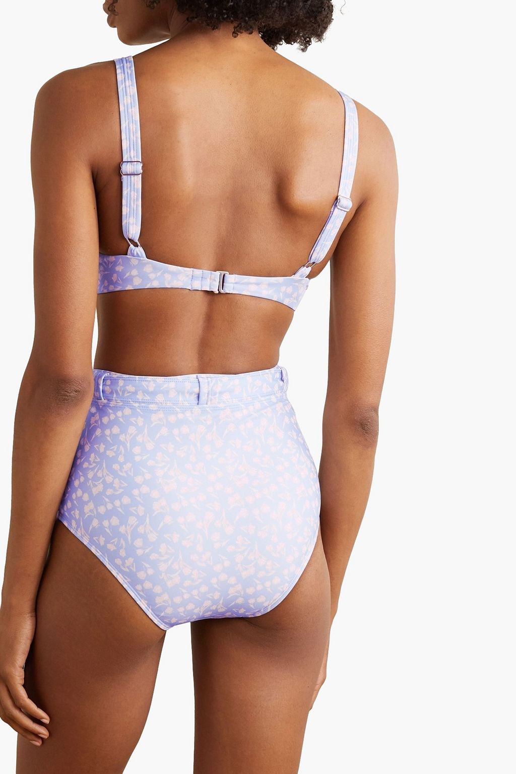 PEONY SWIMWEAR Belted floral-print high-rise bikini briefs