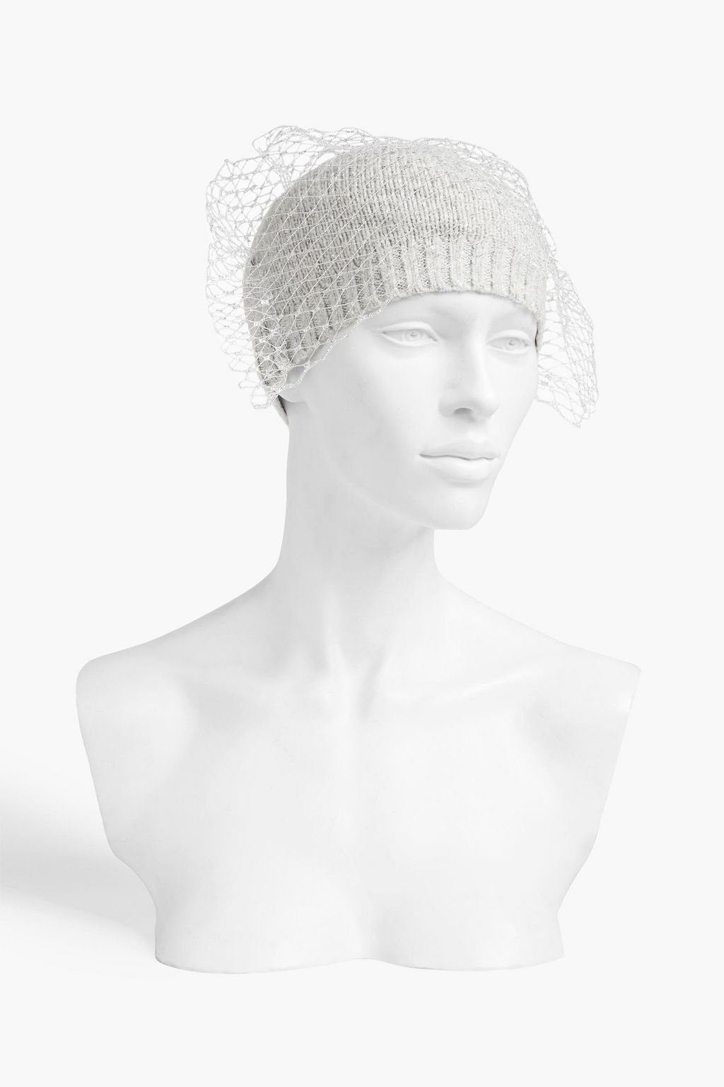 EUGENIA KIM Lucinda crystal-embellished mesh-trimmed knitted beanie