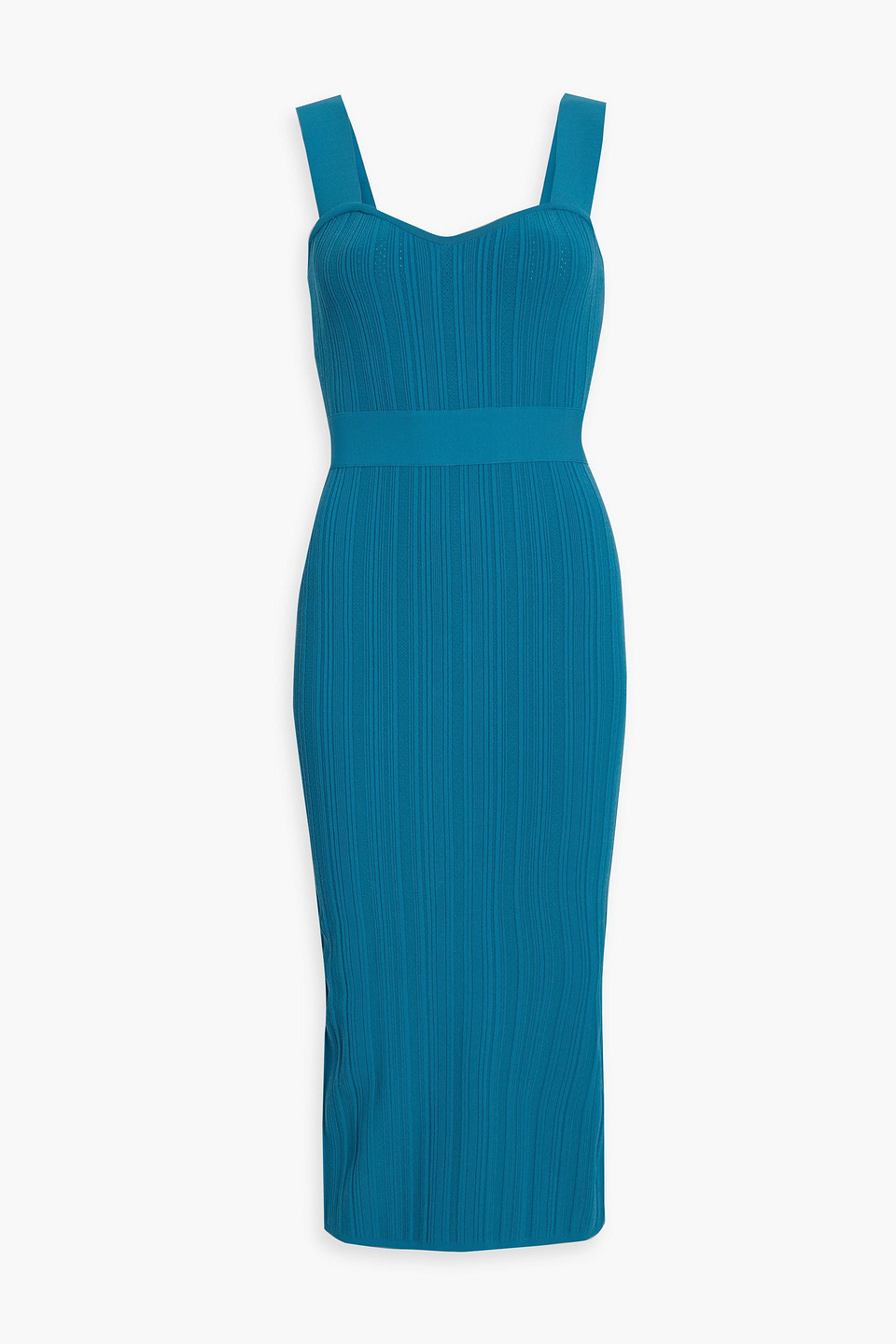 Herve Leger Pointelle-knit Midi Dress In Teal