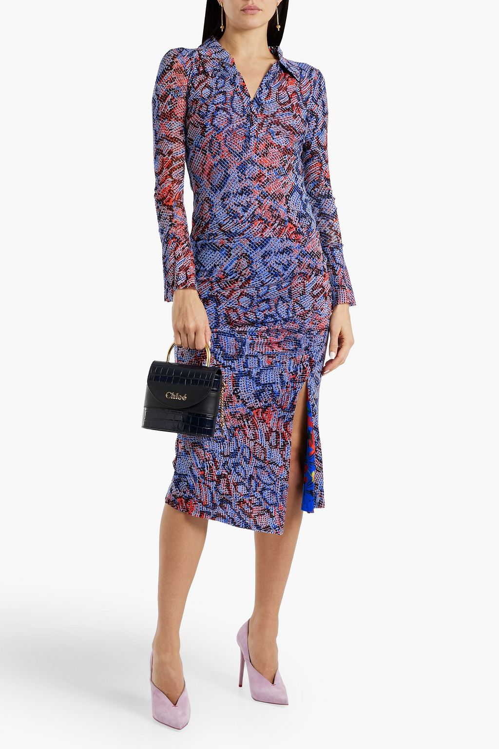 DIANE VON FURSTENBERG Remy snake-print stretch-mesh top
