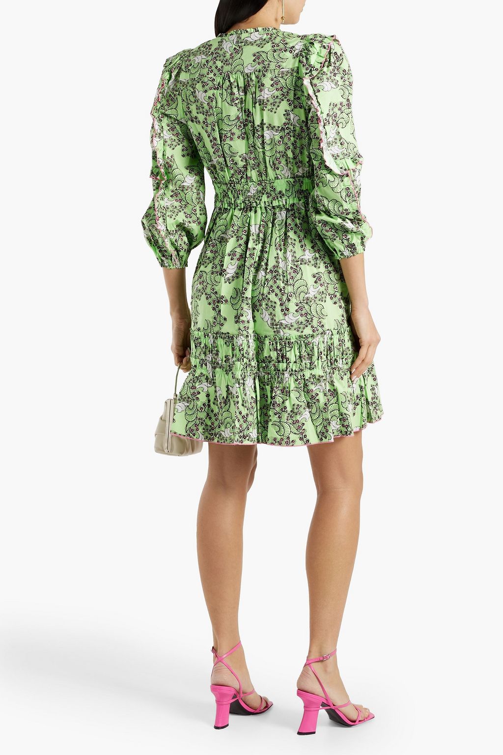 DIANE VON FURSTENBERG Kourtney ruffled printed cotton-blend poplin mini dress