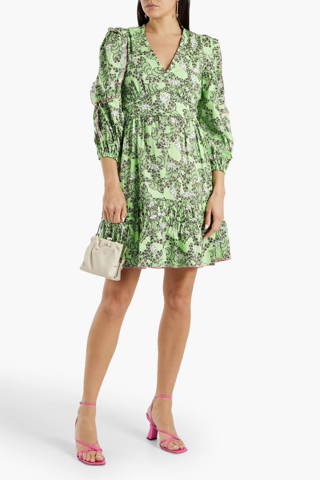 DIANE VON FURSTENBERG Kourtney ruffled printed cotton-blend poplin mini dress