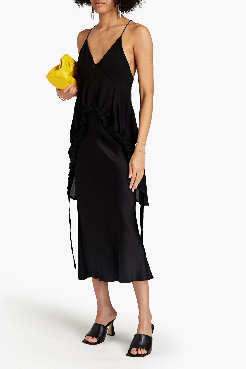 KHAITE Lolla asymmetric ruched silk crepe de chine camisole