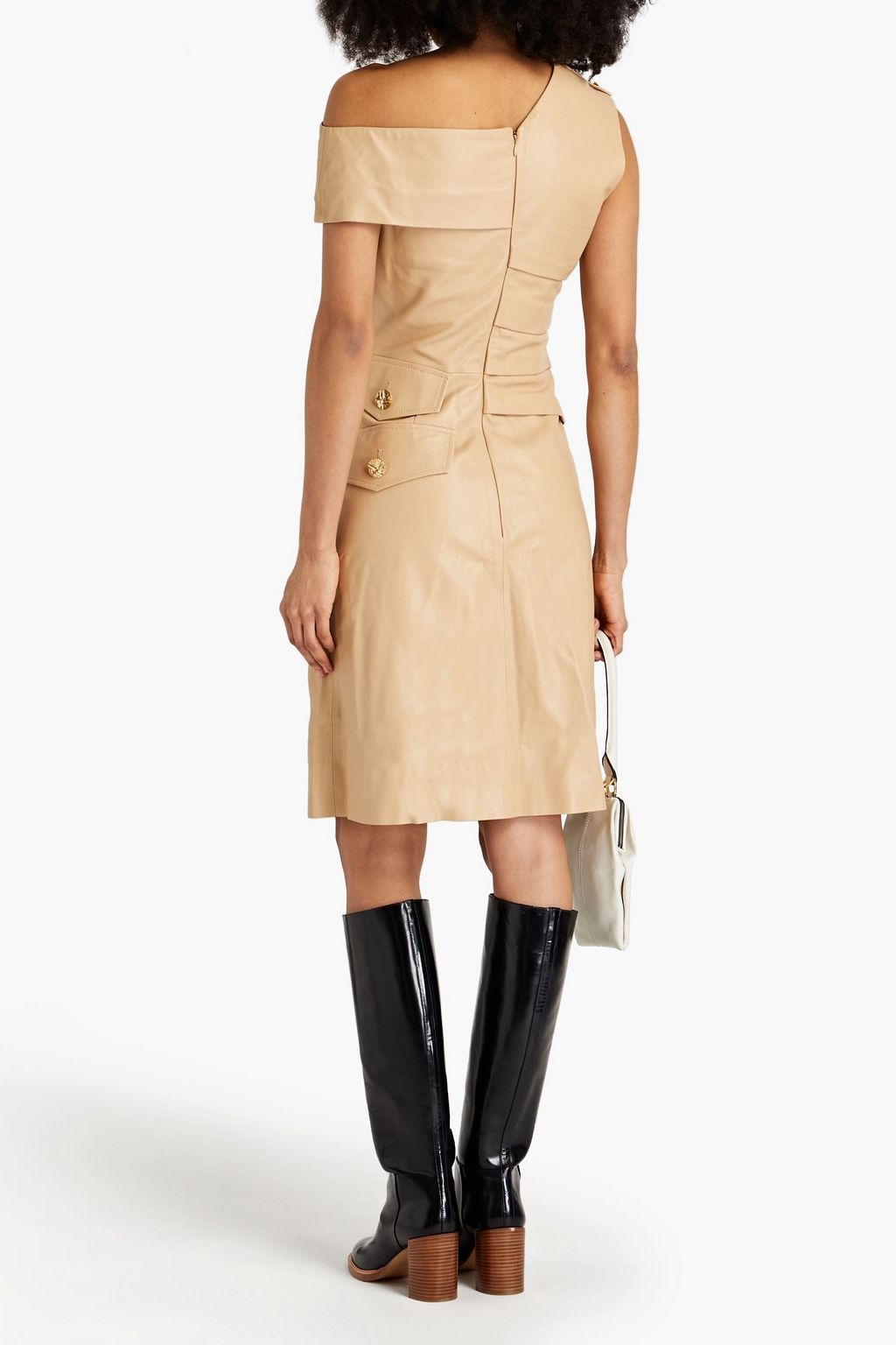 PROENZA SCHOULER Oneshoulder pleated leather dress THE