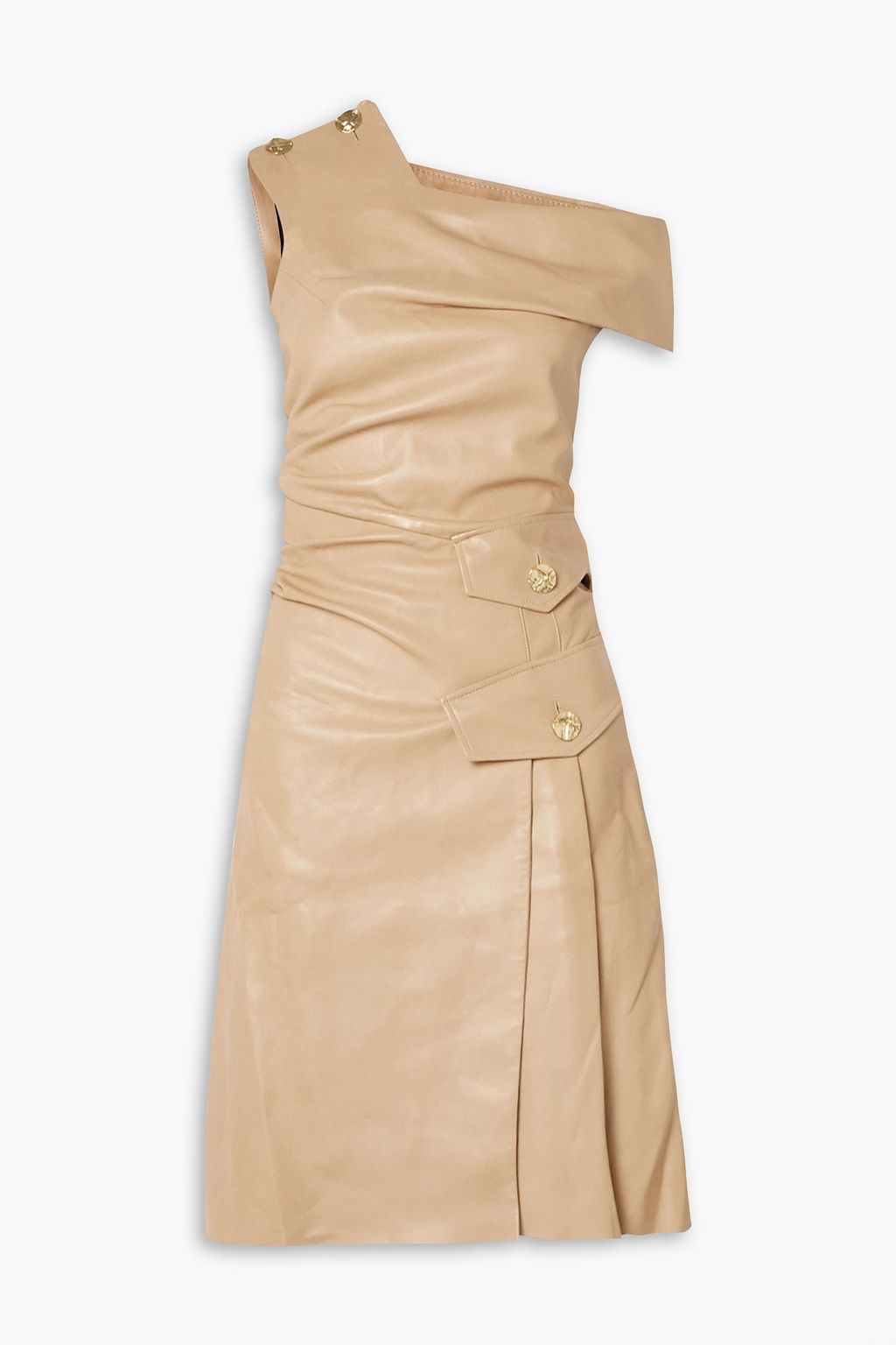 PROENZA SCHOULER Oneshoulder pleated leather dress THE