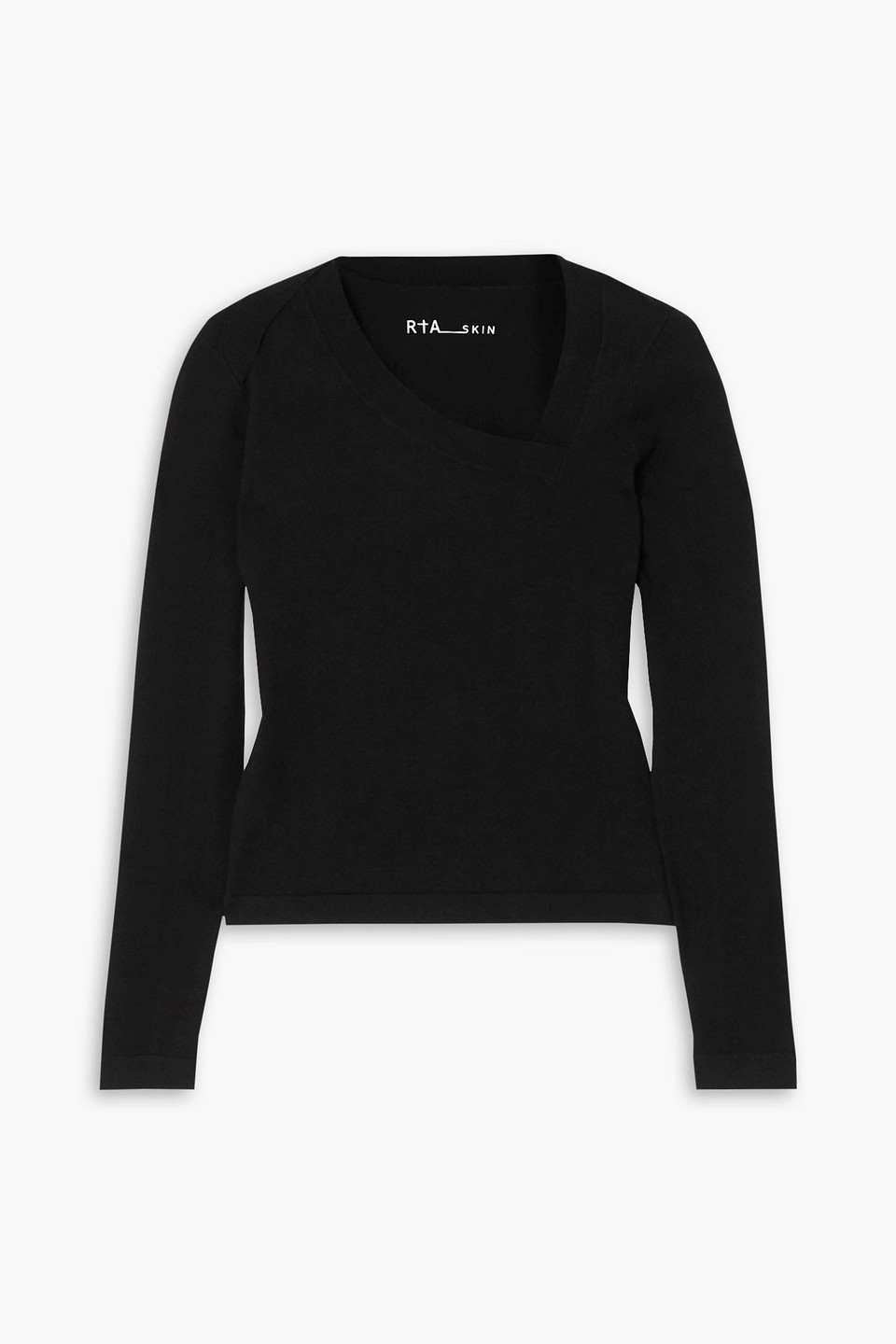 Rta Lise Asymmetric Stretch-cotton Top In Black